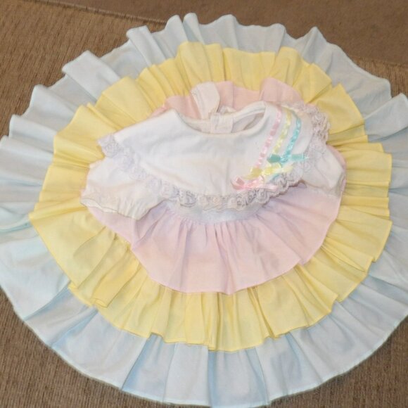 Pastel Rainbow Baby Girl Dress Kandy Ann Vintage Dress Size 12 Months - Picture 12 of 15